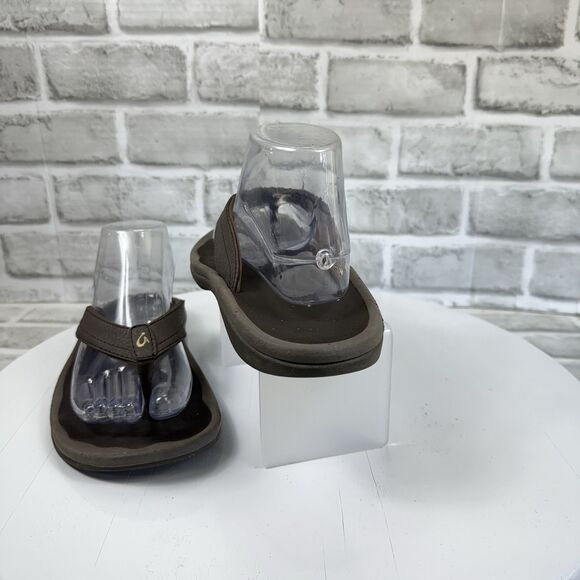 OluKai Women's Size 9 Ohana Sandal Thong Flip Flop Beach Slide Brown Leather - Picture 2 of 10